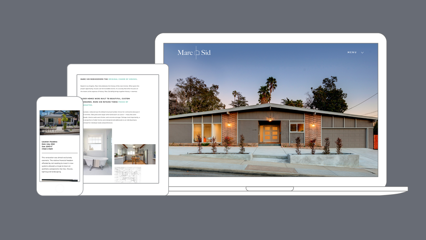 Web design for Marc Sid, a home renovation company