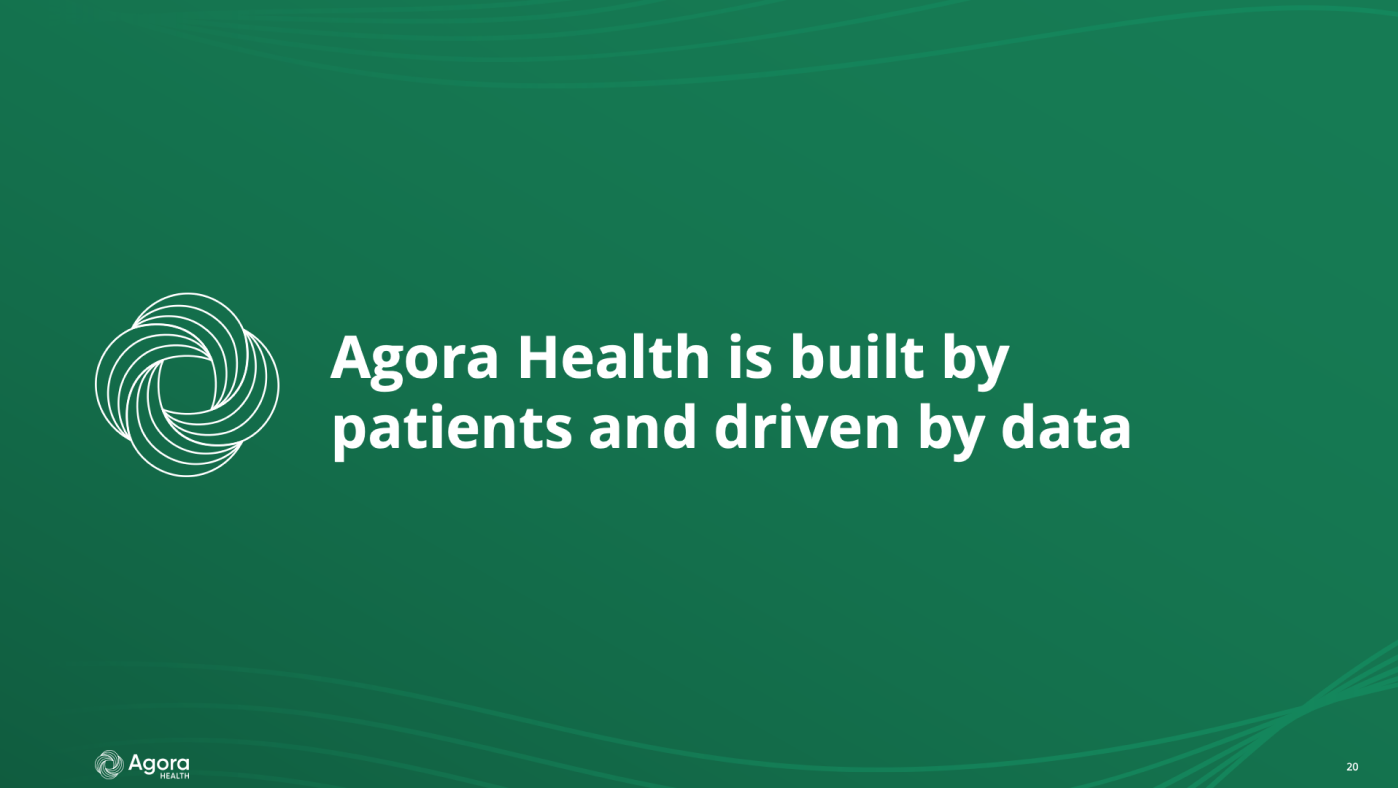 Agora Health slide design with green background