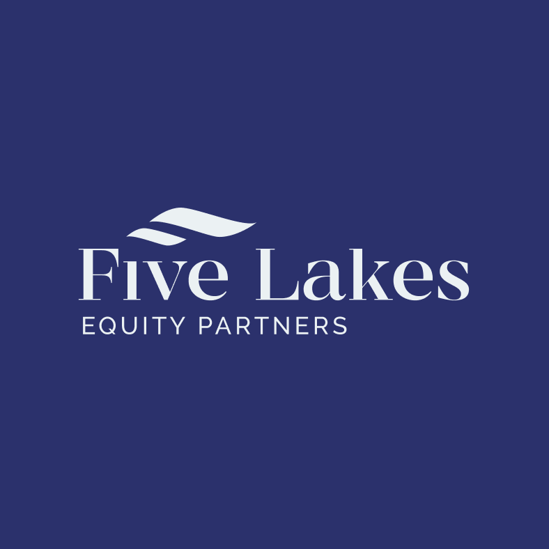 Logo for Five Lakes on a dark blue background
