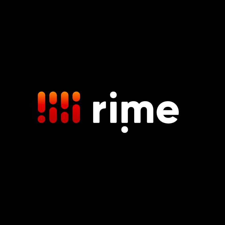Rime logo with red and orange colors on black background